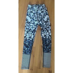 Dharma Bums Leggings | Blue Floral Stripes | Small